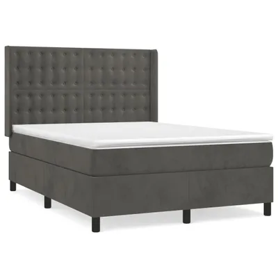 Produktbild von vidaXL Boxspringbett mit Matratze Dunkelgrau 140x190 cm Samt