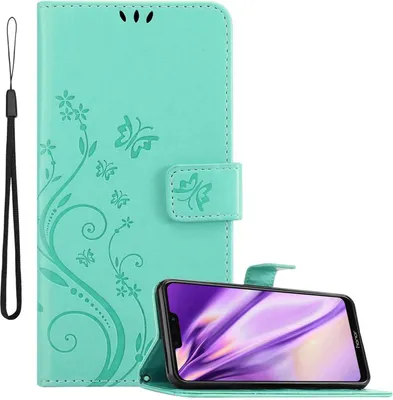 Produktbild von Cadorabo Hülle für Honor 8C Schutz Hülle in Türkis Schutzhülle Handy Hülle Etui Case Blumen Flower