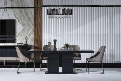 Obrázok produktu pre Elegantný sivý jedálenský stôl z dreva v modernom štýle