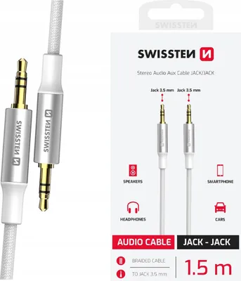 Zdjęcie produktu dla Kabel Audio Jack - Jack 3,5mm 1,5m Do Słuchawek Głośników Swissten
