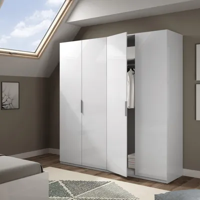 Immagine prodotto di Dmora Guardaroba Grande Aram 52x200h cm Bianco, Appendiabiti 4 Ante