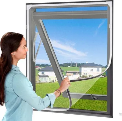 Immagine prodotto di Zanzariera magnetica per finestre - 120 x 110 cm - Facile da installare - Protezione contro gli insetti per lucernari - Zanzariera magnetica per finestre