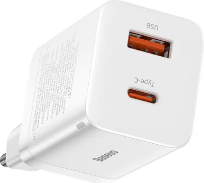 Obrázek produktu pro BASEUS USB A + typ C PD QC3.0 síťová nabíječka 30W CCSUPP-E02/CCCJG30UE bílá