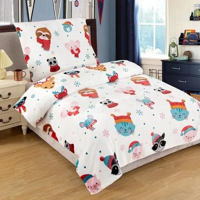 Obrázek produktu pro Povlečení mikrovlákno 140x200 + 70x90 - Vánoční zvířátka ZOO