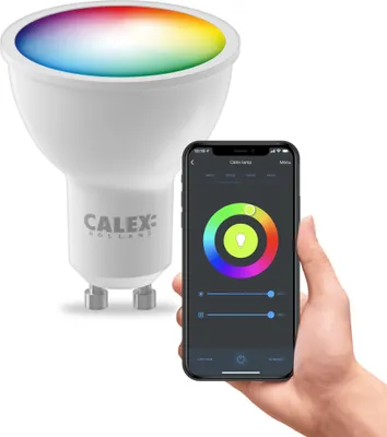 A smart LED bulb and a smartphone displaying its control app.