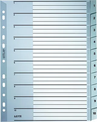 Produktbild von Register A4 1-10 PP grau mit Deckblatt Packung mit 10 Stück