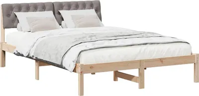 Productafbeelding van Bedframe Bruin en taupe 140 x 200 cm Massief grenenhout