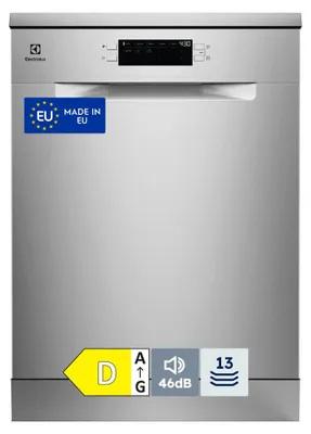 Produktbild von Electrolux E52SD100SX, Freistehend, Standardgröße (60 cm), Edelstahl, 2 Korb/Körbe, Zusammenklappbar, Korb