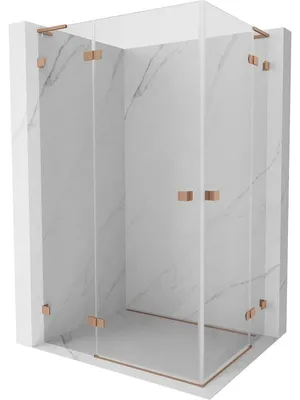 Obrázek produktu pro Mexen Lunar L Duo sprchový kout levý 100 x 80 cm, transparentní, kartáčovaná měď - 834L-100L-080P-65-00
