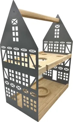 Produktbild von UNUS Etagere Weinhaus 2 Etagen mit Griff Serviertablett aus Holz und Metall