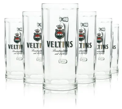 Produktbild von 6x Veltins Bier Glas 0,4l Krug Moldau Sahm Seidel Henkel Gläser Pils Export Beer