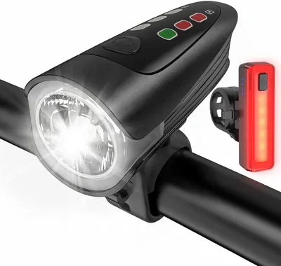 Produktbild von Fahrradlicht-Set mit intelligenter Bremsleuchte, Vorder- und Rücklicht, IPX5 wasserdicht, USB-C-aufladbar, LED-Fahrradlampen-Set
