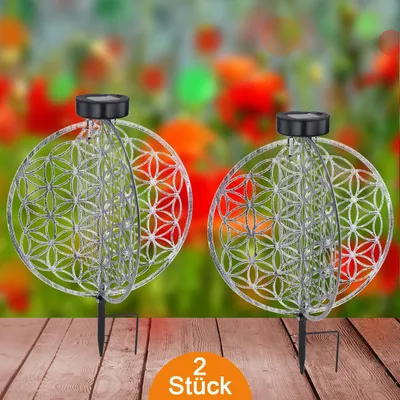 Produktbild von Solarleuchte Garten 2er Set Scheibe 30cm Solarlampe Außen Außenleuchte Solar