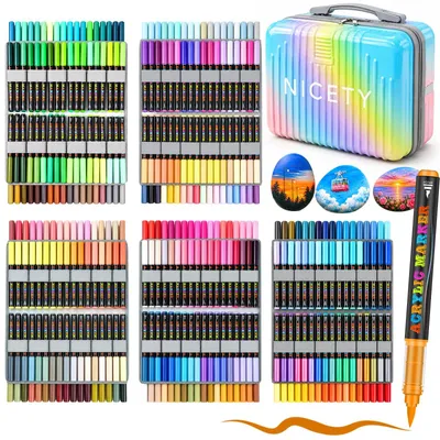 Acrylmarker-Set, 360 Farben, 1–5 mm Spitze, wasserfest