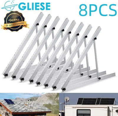 Produktbild von Solarpanel Halterung 8 x 114 cm Verstellbare Solarhalterung verstellbare 0–90° Solar Montagehalterung flache Dachmontage Photovoltaik Solarmodul