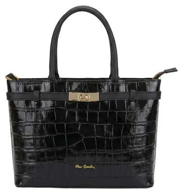 Produktbild von Pierre Cardin Handtasche Echtleder Schwarz Krokoprägung Black B UNICA 28x20x11 cm BE_55115_NERO