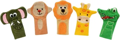 Imagen del producto de Conjunto de marionetas de dedo con forma de animales salvajes, 5 unidades, hechas de fieltro, para bebés y niños pequeños