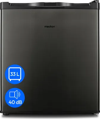 Produktbild von MEDION Mini Gefrierschrank (33 Liter Nutzinhalt, 51cm hoch, höhenverstellbare Füße, Griffmulde, manuelle Temperatureinstellung, Stern-Einstufung 4 Sterne, MD37675) grau