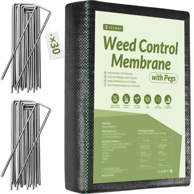 Produktbild von Velway Unkrautvlies Gartenvlies 1x10M mit 30 Erdanker - Unkrautfolie Wasserdurch