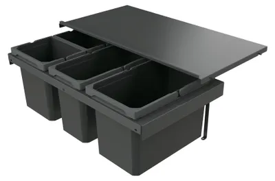 Productafbeelding van Naber 8013394 Afvalbak Cox Stand-UP® 280 S/800-4, zonder biologisch afvaldeksel, antraciet, 42 liter (1x16 liter / 1x12 liter / 2x7 liter), kastbreedte 80 cm