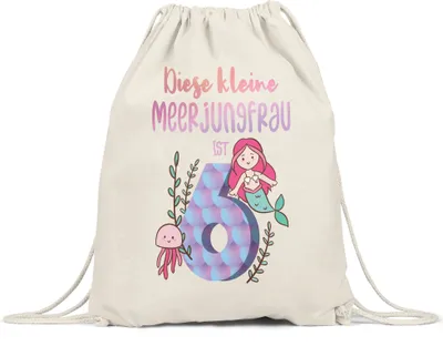Produktbild von Diese Kleine Meerjungfrau Ist 6 Turnbeutel Gymsack Geburtstagsgeschenk 6. Geburtstag Süßes Motiv