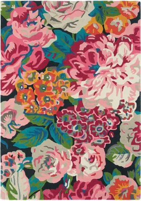Produktbild von Handgefertigter Wohn- und Schlafzimmerteppich aus Wolle mit Blumenmuster PEONY
