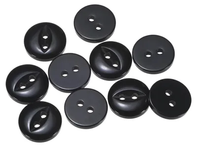 Runde Nahtknöpfe, 12,5 mm, 2 Löcher, schwarz, 10 Stück