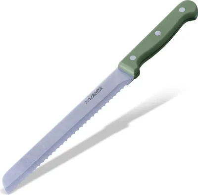 Produktbild von Nirosta Brotmesser mit 20 cm Wellenschliff-Klinge und ergonomischem Griff in Graugrün Perfekt für jede Küche