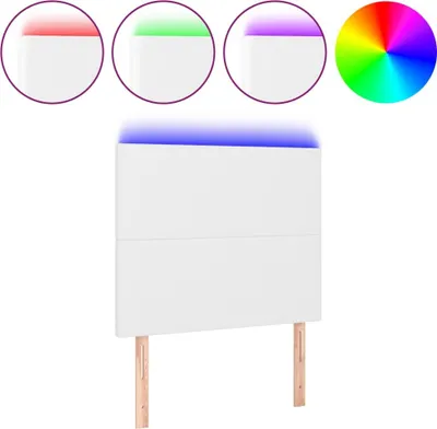 Produktbild von vidaXL LED Kopfteil Weiß 80x5x118/128 cm Kunstleder