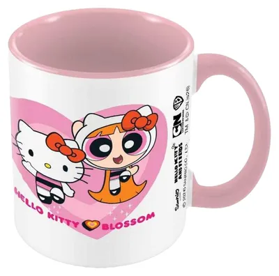 Productafbeelding van The Powerpuff Girls - Koffiemok, Hello Kitty en vrienden PM13888 (één maat) (wit/roze), AI-gegenereerde afbeelding