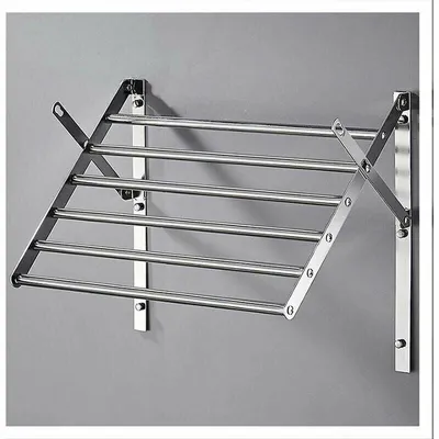 Produktbild von Wandwäscheständer, ausziehbarer Wandwäscheständer, platzsparender, zusammenklappbarer Wäscheständer aus Edelstahl (60 x 32,5 x 23,5 cm)