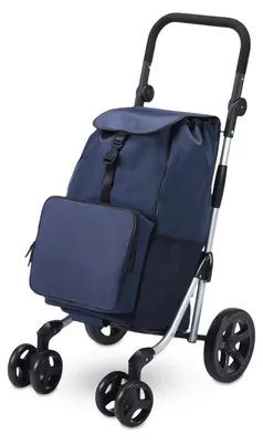 Produktbild von Packaway 4-rädriger Einkaufswagen – Deluxe-Einkaufswagen mit Kühlfach und verstellbarem Griff – 60 Liter – blau