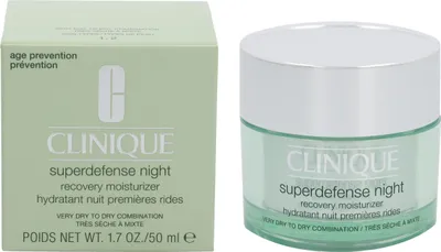 Produktbild von Clinique Superdefense Night Recovery, Frauen, 50 ml, Creme, Mischhaut, trockene Haut, Sehr trockene Haut, Nacht, Feuchtigkeitsspendend, Glanz, Glättend, Weichmachend