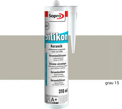 Produktbild von Sopro Silikon Keramik Fugen Fliesen 310ml Abdichtung Farbe grau 1 Stück