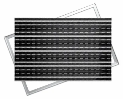 Produktbild von POLENTEX Aluminium Fußmatte für Türen, 80x60 cm, 17 mm Profilhöhe, Bürste, Farbe: Grau, für Innen- und Außenbereiche
