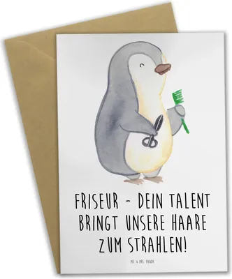 Produktbild von Mr. & Mrs. Panda Grußkarte Friseur Talent - Weiß - Geschenk, persönliches, Magie, handgefertigt, Bedanken, Wohlbefinden, dankeskarten, Aufmerksamkeit, einladungskarten