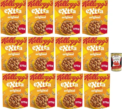 Produktbild von Cereali Extra "Granola Original" | Probieren Sie Granola| breakfast Cereals, Müsli mit knusprigem Hafer | 12x 375g + Italian Gourmet polpa 400g