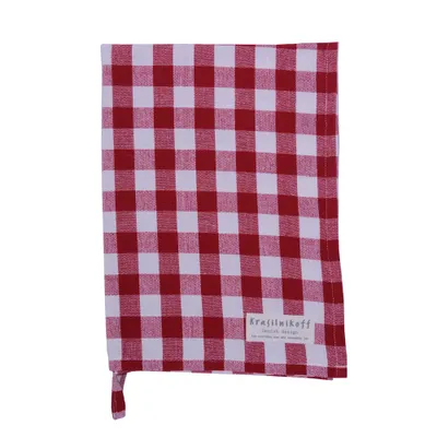 Produktbild von Krasilnikoff - Geschirrtuch, Trockentuch, Küchentuch KW2607 - Large Checkered, Scarlet Red - Baumwolle - 70 x 50 cm