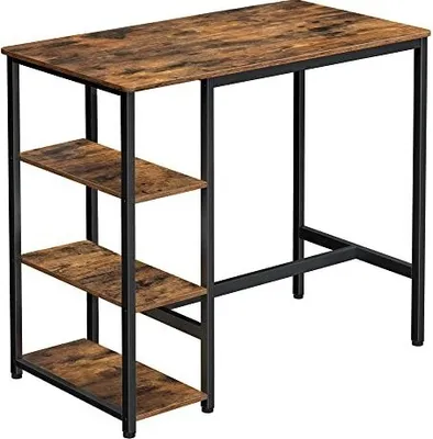 Produktbild von Barový stôl, kuchynský stôl, jedálenský stôl s 3 policami, stabilná oceľová konštrukcia, pre barové pivnice, reštaurácie, 109 X 60 X