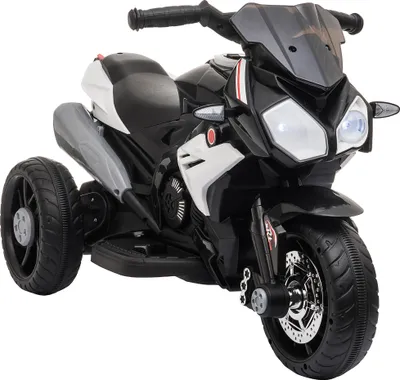 Obrázok produktu pre HOMCOM Elektrická detská motorka Elektrická motorka s hudbou, svetlomet, detská motorka 3 km/h, pre deti od 3 do 5 rokov, max. 25 kg, čierna+biela