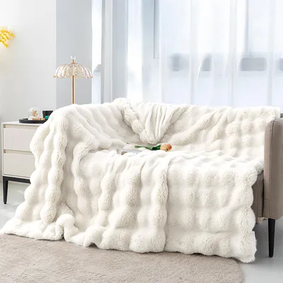 Produktbild von Wohndecke Bubble Decke Kuscheldecke Flauschig Warme Sofadecke Couchdecke, Für Den Winter, Kunstfelldecke,Weiche Wohn- & Kuscheldecken