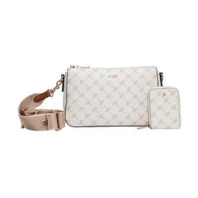 A women's shoulder bag with a matching pouch and strap, displayed against a white background.