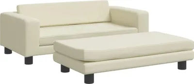 Obrázok produktu pre vidaXL Detská pohovka s podnožkou krémová 100x50x30 cm Imitácia kože