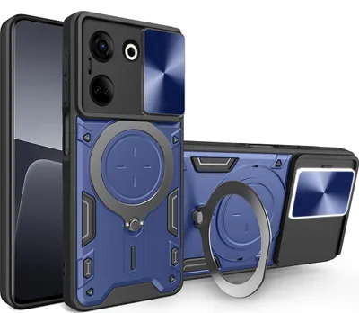 Produktbild von Handyhülle für Tecno Camon 20 / Camon 20 Pro Dual-Layer Stoßfest Rüstung Hülle mit Dia Kameraschutz und Kreisförmig Ring Ständer Blau