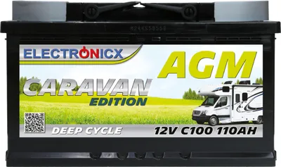 Immagine prodotto di Batteria AGM Electronicx Caravan 110 Ah 12 V ▶ Camper e barche  Alimentazione solare