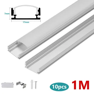 Zdjęcie produktu dla Peviasot 10 x 1m profil aluminiowy LED. Listwa LED aluminiowa, szyna LED, kanał LED do taśm LED. Modele profilowe w kształcie litery "U" (10 metrów)