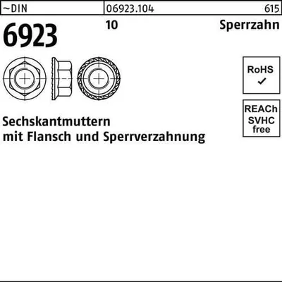 Produktbild von Reyher  Sechskantmuttern DIN 6923 10 M 8 mit Sperrverzahnung (1000 Stück)