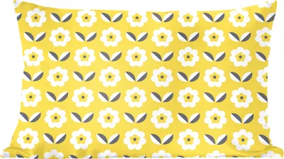 Produktbild von MuchoWow® Zierkissen Sofakissen Wohnzimmer Dekokissen 60x40 cm Blume - Gelb - Muster - Sommer - Kopfkissen - Polster mit Foto