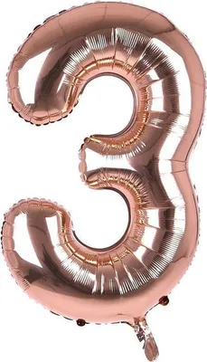 Produktbild von Jumada's - Heliumballon - Zahlenballon - Nummer 3 - 3 Jahre - Geburtstag - Roségold - Rosa Ballon - 80 cm