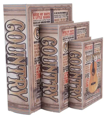 Image de Clayre & Eef Boîte de rangement 3 livres 27 /22 /17 cm Bois beige
